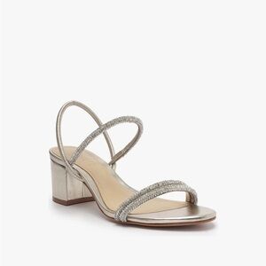 SCHUTZ WHITELEY BLOCK METALLIC LEATHER SANDAL